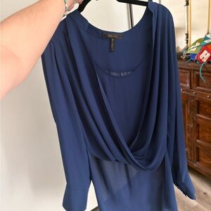 BCBGMaxAzria Deep Blue Drape Blouse